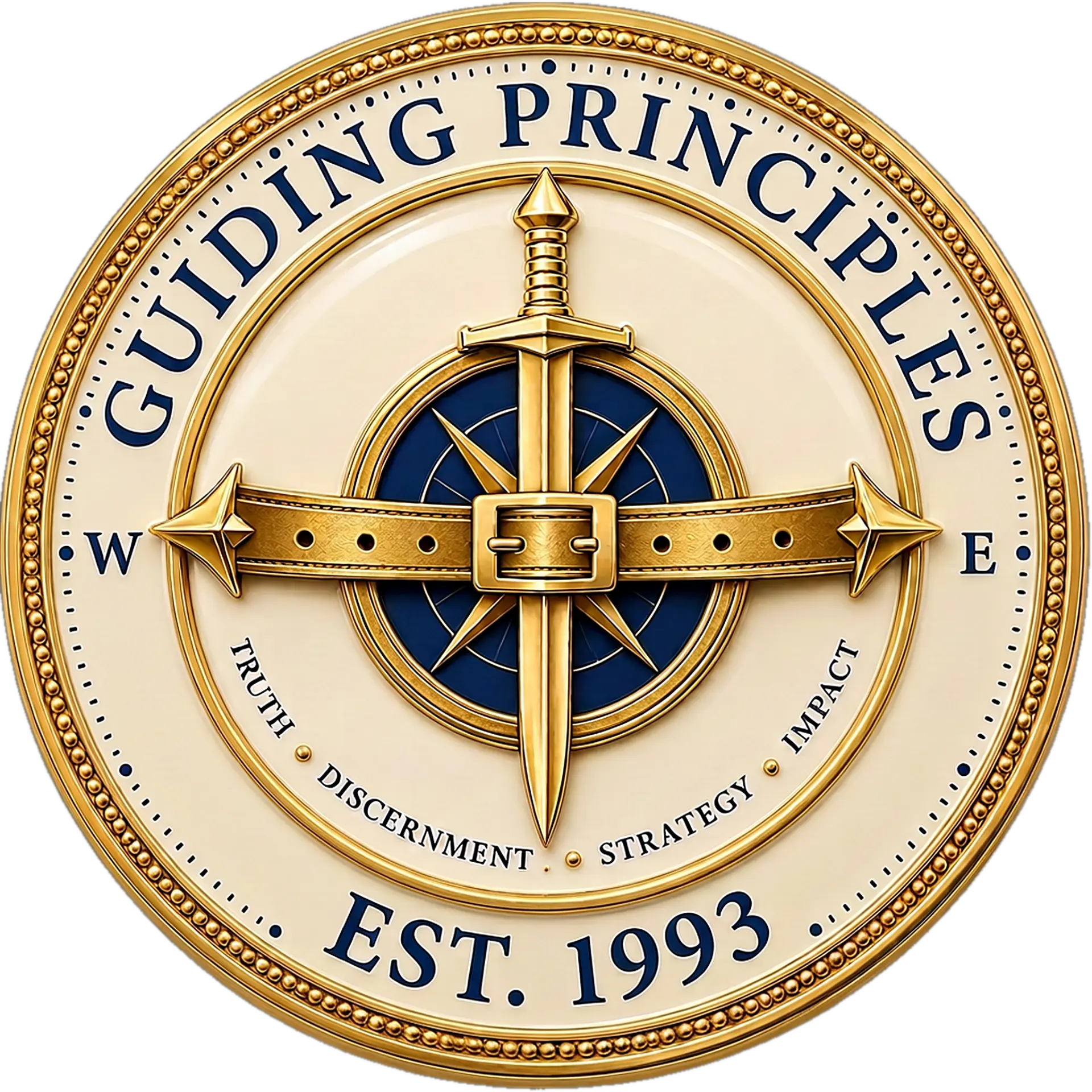 The GuidingPrinciples™ house medallion, bearing the founding year 1993